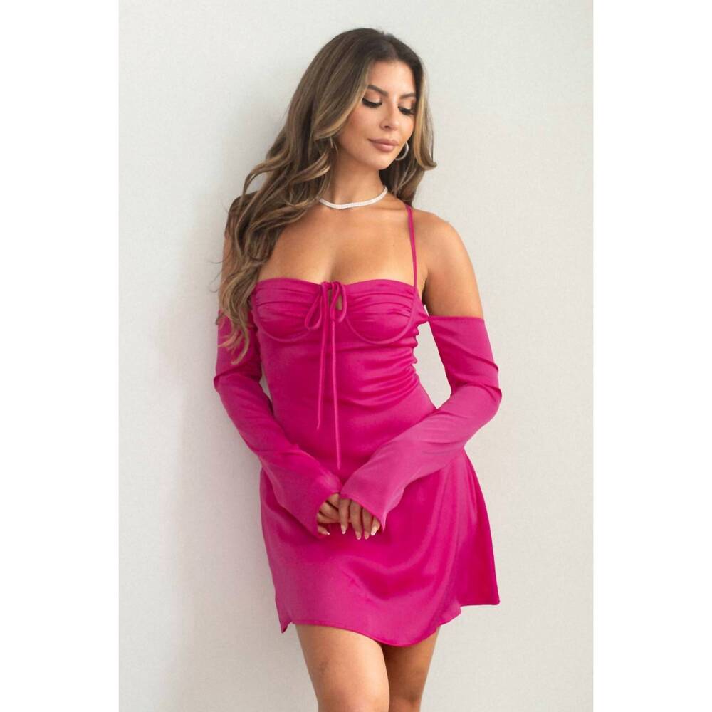NEW GOLDEN melody off shoulder mini dress in pink